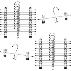 24 Pcs College Dorm Room Supplies Decor Skirt Pants Hangers with Clips Heavy Duty Clip Space Saving Stackable Add on Metal Organization and Storage for Jeans Towels Skirt Trousers Ties Socks