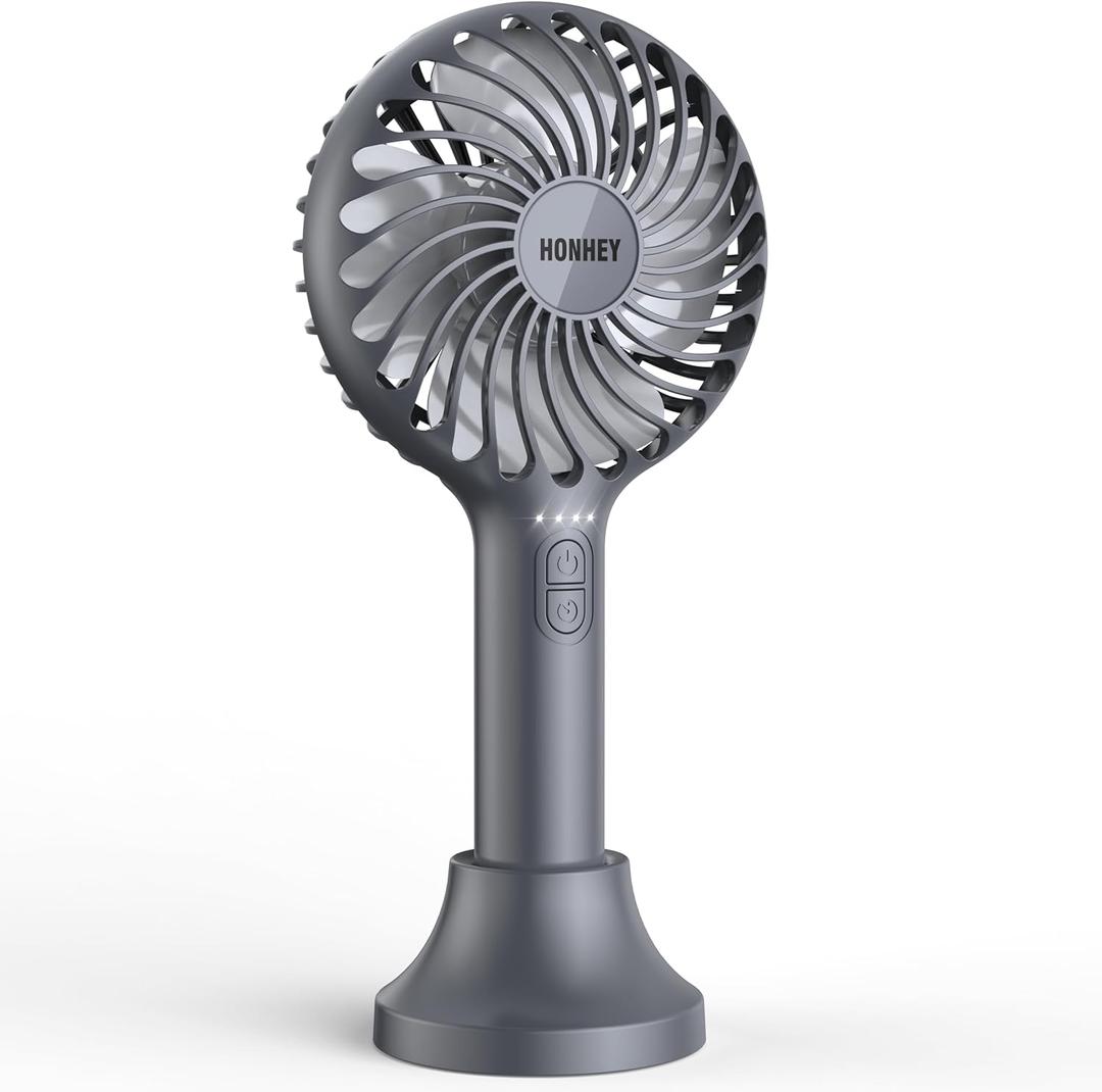 HonHey Handheld Fan, 5000 mAh Portable Fan[8-25H Working Time] with Rechargeable Battery, 4 Speed Personal Cooling Desk Fan with Power Bank, Mini Hand Held Operated Makeup Fan for Women Outdoor