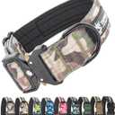 TSPRO Premium Dog Collars Tactical Dog Collar with Patch and Heavy Duty Quick-Release Metal Buckle Durable Thick and Adjustable for Medium to Large Dogs (Military Green M)