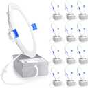 Ensenior 12 Pack 6 Inch LED Recessed Light, Dimmable, 5000K Daylight, 1200LM High Brightness, 12W 120V, Damp Rated, ERL-12X-ETL, Ultra-Thin Canless Wafer Light - ETL & FCC & IC