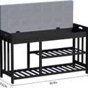 APRTAT 3-Tier Bamboo Shoe Rack Bench, Shoe Storage Organizer Bench, Entryway Benchs, Shoes Rack for Front Door Entrance, Entryway Bathroom Bedroom (Black, Large)