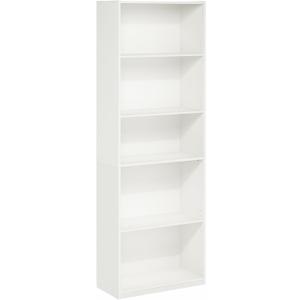 Furinno Gehry 5-Tier Bookcase, Bookshelf, White