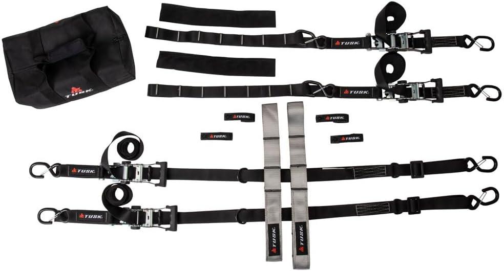 Tusk UTV Tire Bonnet Kit | Fits Tires 26" to 36" | Industrial grade nylon straps 1.5" rated for 6000 lbs | Front tire bonnet and dual purpose rear straps | Includes A-Arm protective sleeves, carry bag