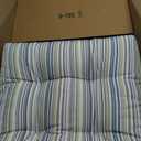 FUNHOME Set of 2 Outdoor Chair Cushions Waterproof Tufted Seat Cushions for Patio Furniture 19 x 19 x 5 Inch Patio Cushion for Rocking, Camping, Kitchen Chairs-Blue Stripe