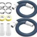1.5 Inches Pool Hoses for Above Ground Pools,1-1/2" Diameter Pool Pump Replacement Hose,2 Pack 3 Feet Vacuum Hose Universal 1.25/1.5 Inch Combo Hose Adapter with Clamps and Tape