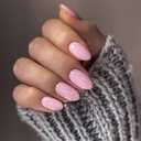 Light Pink Press on Nails Short Oval Nails, KXAMELIE Acrylic Nails Glue on Nails Short Almond, Soft Gel Nails Strong Nails Press ons, Fake Nails Stick on Nails for Women in 24PCS