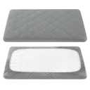 TILLYOU Pack and Play Sheet - Soft Quilted Crib Cover Pad, Toddlers Mattress Protector with 1''-3'' Deep Pocket, Thick Play Yard Playpen Sheets, Breathable Fluffy Crib Mattress Pad, 39"x27", Grey (pack n play sheet, Gray)