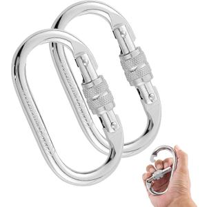 Heavy Duty Climbing Carabiner, Rated 25kN(5620lbs), Screw Locking Carabiner Clip, Oval Shape Carabiner for Rappelling, Hammocks, Aerial Work, Rigging, Rescue, Arborist