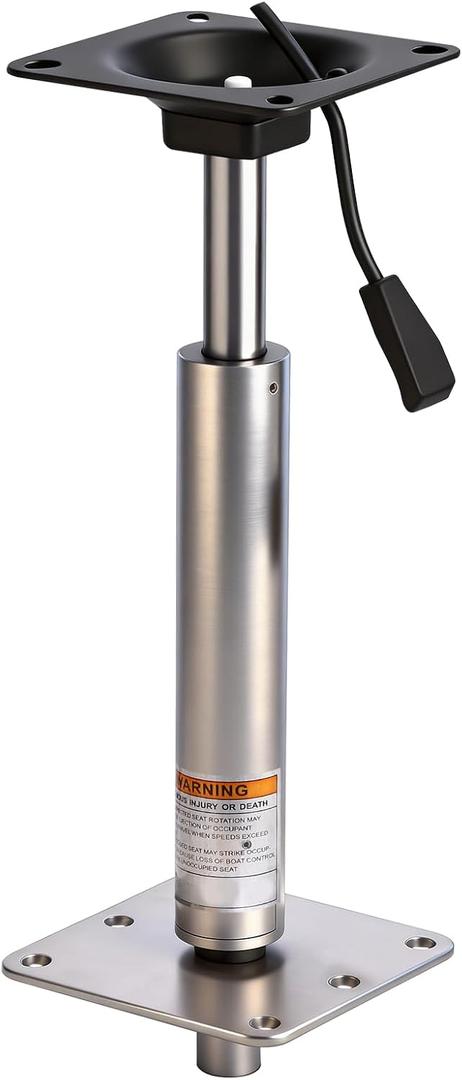 Heavy Duty Adjustable Boat Seat Pedestal Base Mount Kit with Lock, 14-19" Height, 3/4" Pin Post & 7"x7" Base Plate, 360° Swivel Corrosion Resistant Marine Pedestal for Bass Boat Fishing Boat Seat