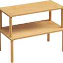 Cabinet Organizer Shelf(Set of 2),Kitchen Counter Shelves,Bamboo Stackable Expandable Spice Rack Countertop(Large) (15.8"W, Natural)