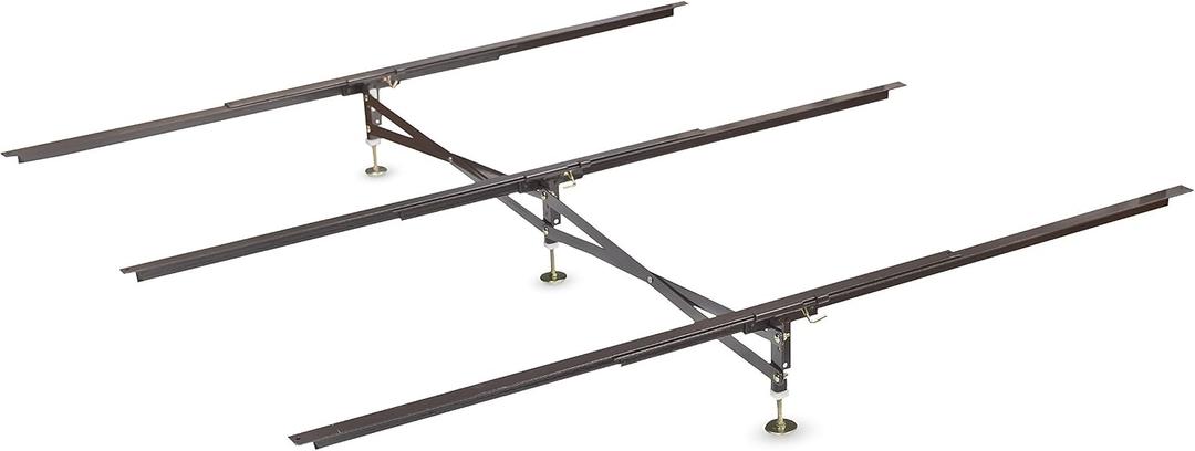 Glideaway X-Support Bed Frame Support System, GS-3 XS Model - 3 Cross Rails and 3 Legs - Strong Center Support Base for Full, Queen and King Mattress, Box Springs, and Bed Foundations