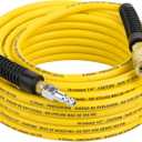 Hromee Air Compressor Hose 1/4 Inch x 50 Feet Hybrid Hose with Fittings, 1/4" Industrial Quick Coupler and Plug Kit