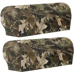 Hunting Camo Print Armrest Covers for Chairs, 2 PCS Stretch Furniture Protector for Recliner, Curved, Square, Stain Resistant Couch Armrest Covers with 10 Twist Pins