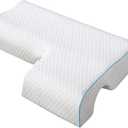 Arched Memory Foam Cuddle Pillow for Adults with Arm Hole, Slow Rebound Couple Pillows, Anti-Compression Hand Pillow for Side Sleepers, Neck and Back Pain Relief Support (Left Arm)
