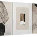 EJPFOGV Triptych Neutral Abstract Wrapped Canvas Wall Art 16x24 inches x3