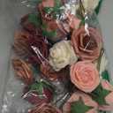 Floroom Artificial Flowers 25pcs Real Looking Burnt Orange Ombre Colors Foam Fake Roses with Stems for DIY Wedding Bouquets Bridal Shower Centerpieces Floral Arrangements Party Tables Home Decorations