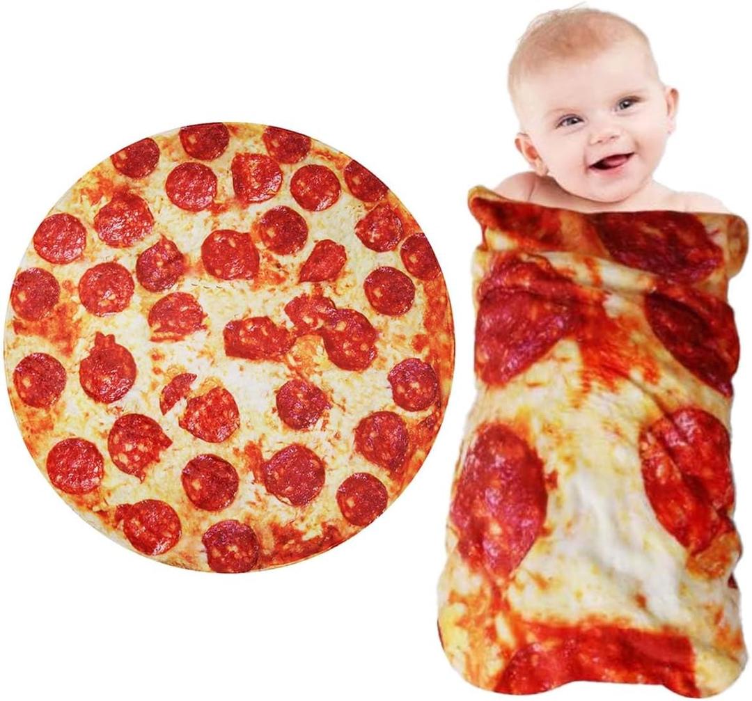 Pizza Blanket Baby Gift, Baby Pizza Swaddle Blanket, Kids Newborn Baby, 285 GSM Soft Flannel Wearable Wrap Funny for Boy Girl Daughter Son (36 inch, Red)