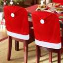 FOIMAS 4pcs Christmas Chair Covers,Santa Hat Chair Back Cover Xmas Slipcover for Christmas Dinning Room Home Decoration Supply,Red