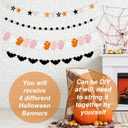 Breling 4 Pcs Halloween Ghost Garland Banner Pink Black White Orange Ghost Bats Pompom Stars Hanging Banners Halloween Party Banner Decorations for Houses Doorways Haunted Indoor Outdoor Home Decor