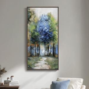 Framed Vertical Forest Path Landscape Wall Art for Living Room, 20x40 Inch