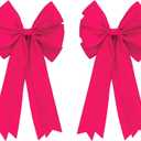 Meseey Large Velvet Bows for Farmhouse Wreaths, 20 x 10 Inches, 2 Pack, Door Decorations (Hot Pink)