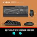 Trueque Wireless Keyboard and Mouse Combo - Full-Size Quiet Keyboard with Palm Rest, Phone Holder, Multimedia Keys, Power Switch, Compatible with Windows, Chrome OS, PC, Laptop (Batteries Included) (Black)