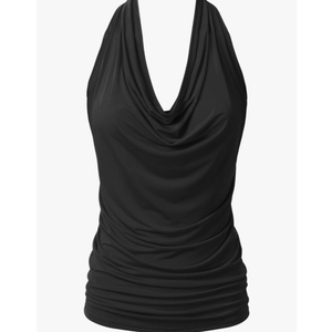 Women's Casual Halter Neck Draped Front Sexy Open Back Tank Top, S Women's Casual Halter Neck Draped Front Sexy Open Back Tank Top, S