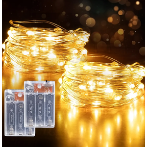 Fairy Lights Battery Operated String Lights 16.4ft 50LED Flashing and Constant Light Waterproof Silver Wire for Christmas DIY Party Wedding Decoration (Warm White)