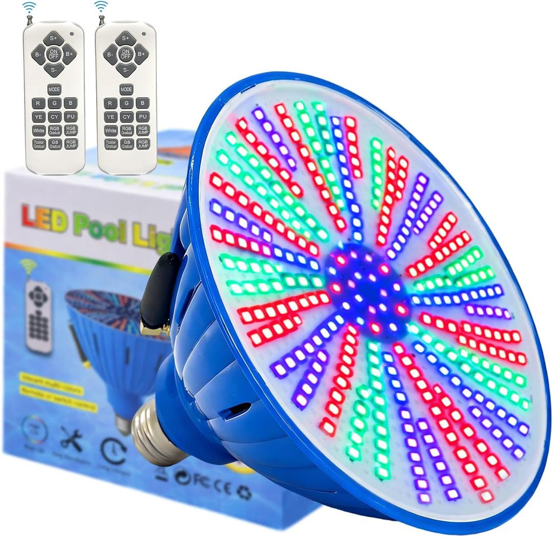 2026 Upgraded 60W LED Pool Light Bulb, E26 Base 12V Low Voltage Color Changing Pool Lights for Inground Pool, 16 Modes Remote + Wall Switch Control, Energy Saving Replacement for Hayward Fixtures