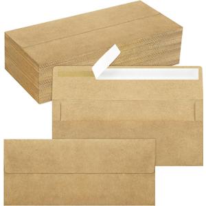 100 Pack #10 Business Envelopes, Self Seal Standard Kraft Envelopes for Secure Business & Legal Mailing, Office, Checks, Letter, Invoices, 4 1/8 x 9 1/2 Inches