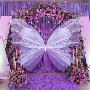 SmoothNovelty 47 Inch Giant Butterfly Party Decoration Large Mariposas Grandes para Decor Big 3D Silk Butterfly Backdrop for Birthday Party Wedding Photo Booth(Purple, Classic Style)