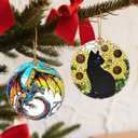 2 x Sunflower Black Cat Ornament, Christmas Ornaments, Christmas Tree Decorations, Holiday Decor, Cat Lover Gifts, Pet Gifts, Xmas Gift & Holiday Presents for Friends or Family