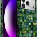 for iPhone 17 Pro Case | Green Mosaic Tiles | Slim Drop Protection Design
