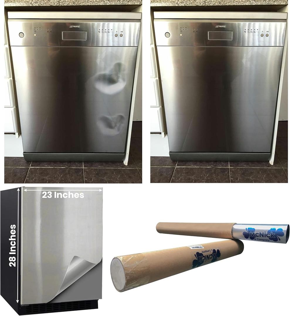 Stainless Steel Dishwasher Magnet Cover (23" x 28" Sheet)  Brushed Silver Magnetic Dishwasher Door Cover to Hide Dents and Scratches  Front Panel Cover for Dishwashers - Magentic only