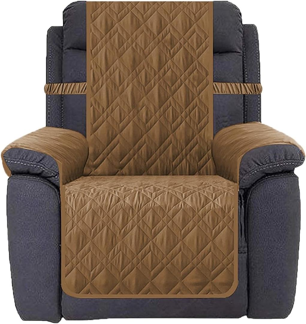 Ameritex Waterproof Nonslip Recliner Cover Stay in Place, Dog Chair Cover Furniture Protector, Ideal Recliner Slipcovers for Pets and Kids (Camel, 30")