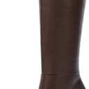 Knee High Boots Women Pointed Toe Chunky Heel Fall Tall Boots Side Zipper Long Boots for Women (7, Chocolate Pu)