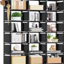 Mavivegue Bookcase, 18-Cube Extra Large Book Shelf, DIY Cube Storage Organizer for Bedroom, Living Room, Home Office - Black