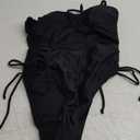 Viottiset Women's Cut Out Drawstring One Piece Swimsuit Cheeky High Cut Bathing Suit (Black), S
