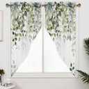 Sage Green Eucalyptus Swag Curtain Valance for Windows,Watercolor Leaves Window Treatments Short Swag Topper for Kitchen Windows Bathroom Bedroom,28 x 36 Inch