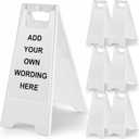6 Pack 24" Height Blank Floor Sign White A-frame Foldable Caution Sign Write-On Double Sided Safety Warning for Pool Restaurant Restroom Office, 24 x 11. 6 Inch