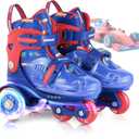 Kids Roller Skates for Beginners - ZOOBLISS Toddler Roller Skates for Boys and Girls Ages 3-7 with Light-Up Wheels & 4 Adjustable Sizes, Tri-Wheel Training Skates for Kids