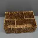 Wicker Divided Storage Basket Woven Natural Basket Hyacinth for Organizing Bathroom Kitchen Shelves Office Supplies Organization Everyday Wicker Storage Baskets 4 Section Rectangular Tray