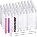 Hoteam 100 Pcs Clear Test Tubes with Lids Plastic Tube Plastic Vials for Scientific Experiments Party Supplies Birthday Candy Storage Seed Beads Powder Spice Liquid (White Lid,16 x 150 mm)
