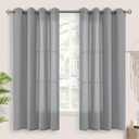 BGment Grey Sheer 63 Inch Curtains 2 Panel Set, Natural Linen Grommet Light Filtering Casual Textured Privacy Semi Sheer Opaque Curtains for Living Room/Bedroom (Each 52 x 63 Inch, Grey)