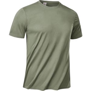 Men's Short Sleeve UPF 50+ T-Shirt Quick Dry Workout Athletic Running Top Tee Performance Shirts (Green, M)