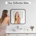 Koonmi Bathroom Mirror, 30X30 Inch Black Metal Framed Mirror for Bathroom, Tempered Glass, Anti-Rust, Rounded Rectangle Mirror for Restroom, Bedroom, Black