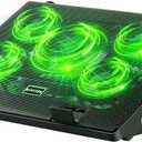 Kootek Laptop Cooling Pad, Laptop Cooler with 5 Quiet Fans for 12"-17" Computer PC Notebook Gaming Laptop Fan, Height Adjustable Laptop Cooling Stand Laptop Accessories, Green