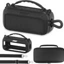 JCHPINE Silicone Cover and Hard Carrying Case for Bose SoundLink Plus Speaker, Protective Silicone Case with Handle and Shoulder Strap (Black Case)
