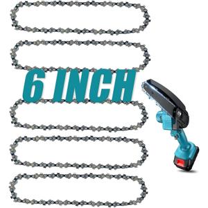 6 Inch Chainsaw Chain, 5 Pieces Replacement Chains for Almost 6-inch Cordless Electric Portable Mini Chainsaws, Durable Carbon 6Inch Chainsaw Chains for Pruning Shears and Wood Cutting