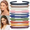 LAPOHI 10 PCS Colorful Fashion Effortless Plastic Headbands with Teeth No Slip Comb Hair Bands for Women, Men, Teen Girls